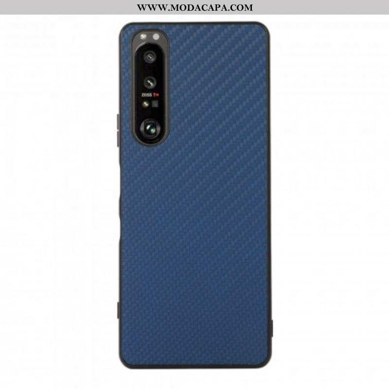 Capa Para Sony Xperia 1 III Textura De Fibra De Carbono Efeito Couro