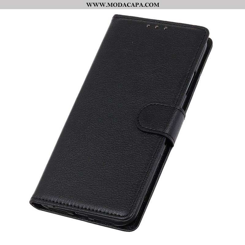 Capa Folio Para Sony Xperia 1 IV Couro Sintético De Lichia Tradicional