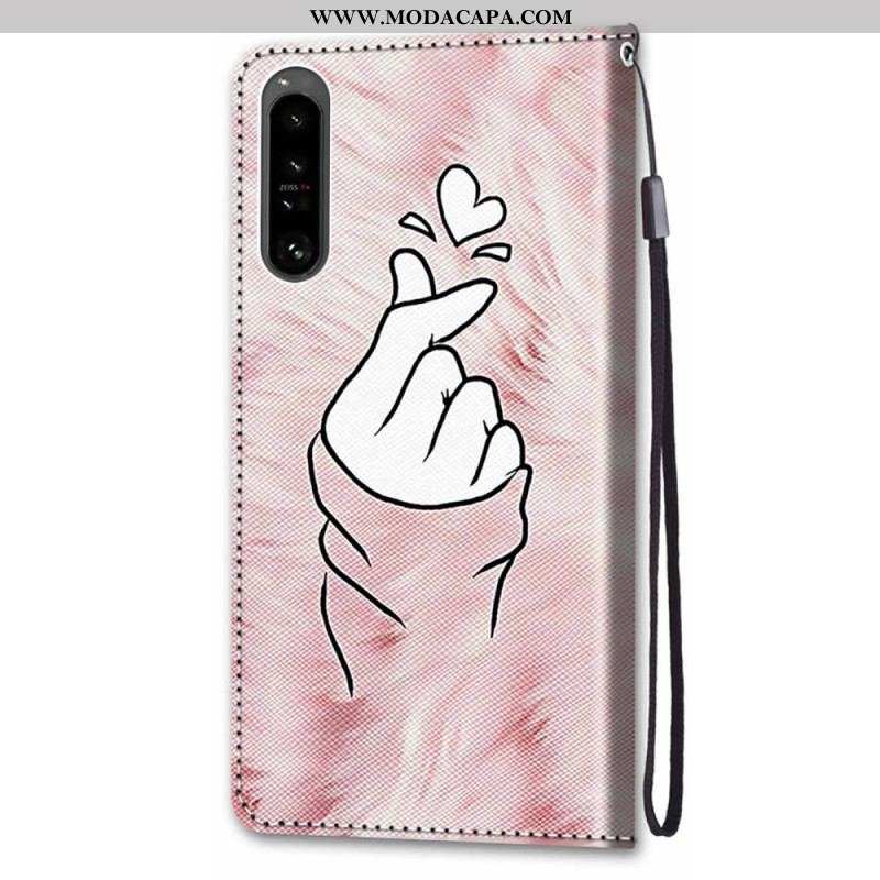 Capa Flip Para Sony Xperia 1 IV Dedo Coração