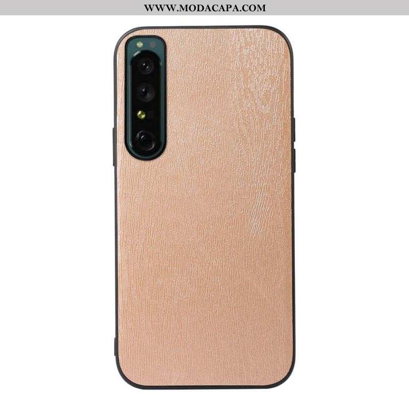 Capa Para Sony Xperia 1 IV Couro Falso Textura De Madeira