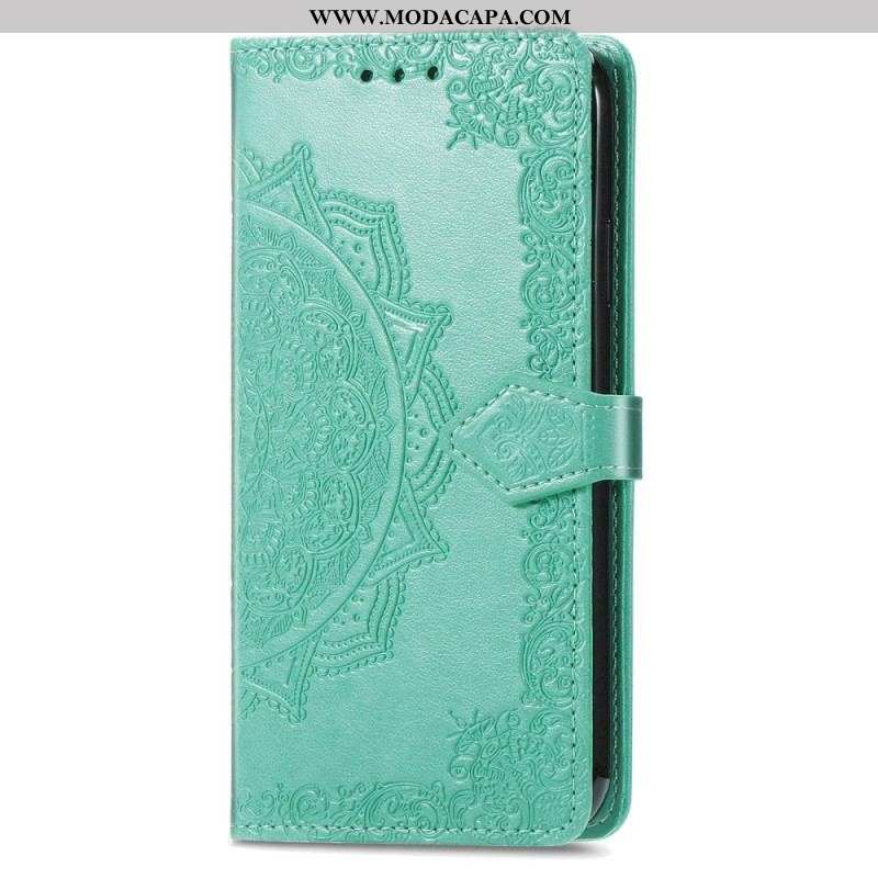 Capa De Couro Para Sony Xperia 1 IV Mandala Sol Com Cordão