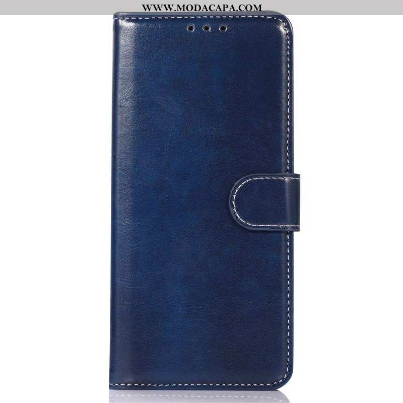 Capa De Couro Para Sony Xperia 1 IV Costuras Expostas Estilo Couro