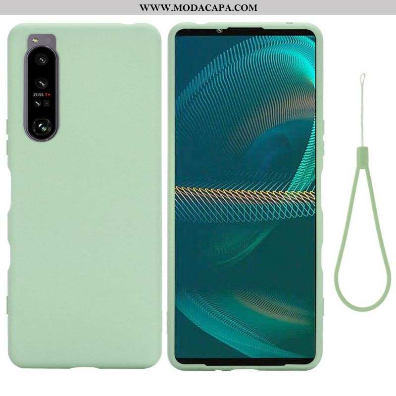 Capa Para Sony Xperia 1 IV De Cordão Tiras De Silicone Líquido