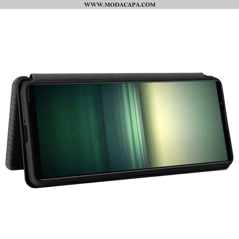 Capa De Celular Para Sony Xperia 1 IV Flip Textura De Fibra De Carbono