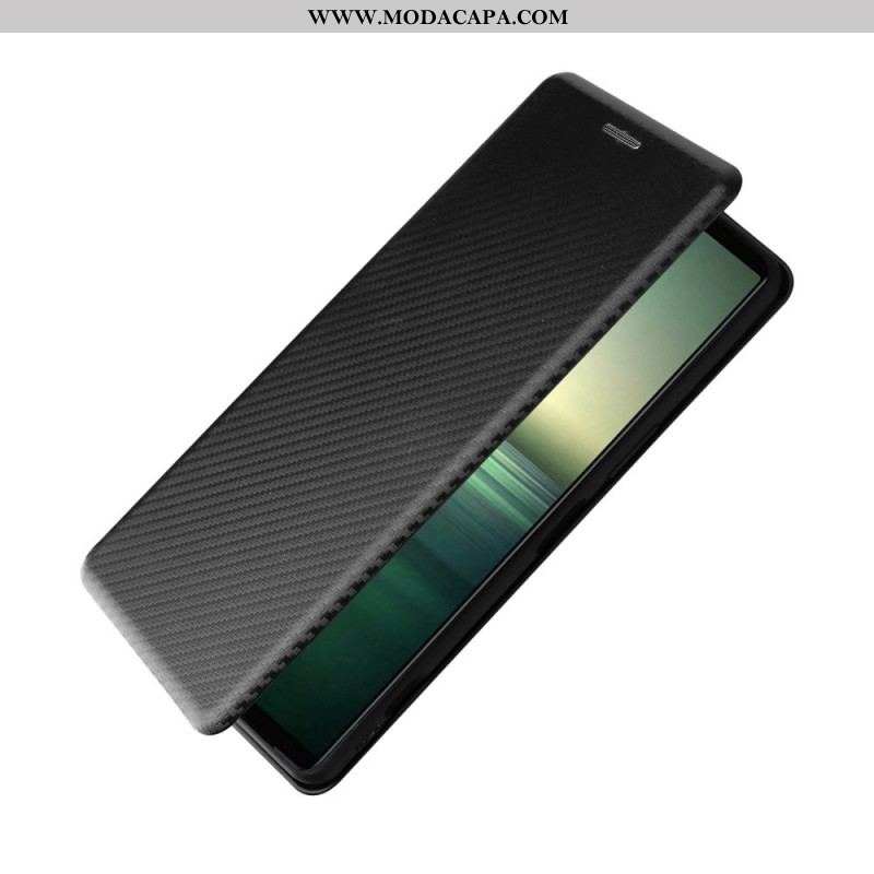 Capa De Celular Para Sony Xperia 1 IV Flip Textura De Fibra De Carbono