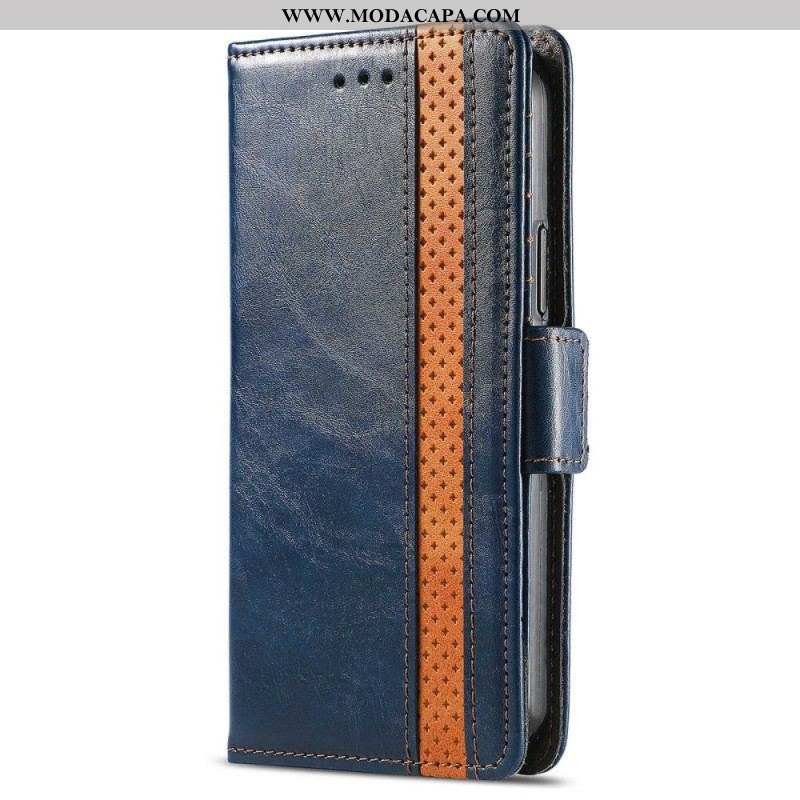 Capa Flip Para Sony Xperia 1 IV Fecho Duplo Bicolor