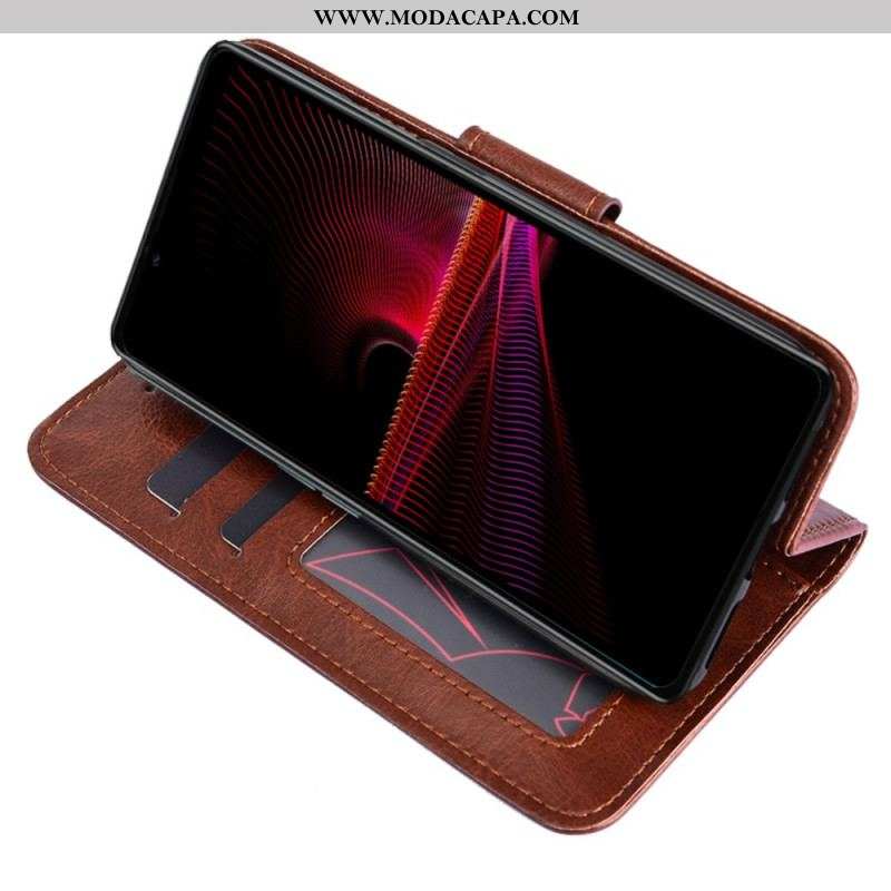 Capa Flip Para Sony Xperia 1 IV Estilo Vintage