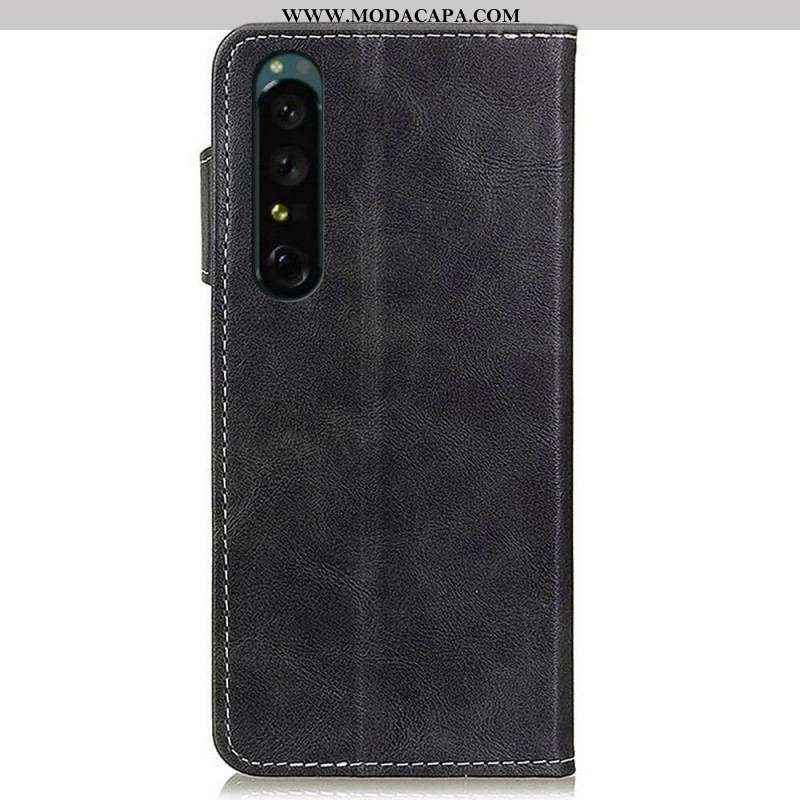 Capa Folio Para Sony Xperia 1 IV Desenho De Costura