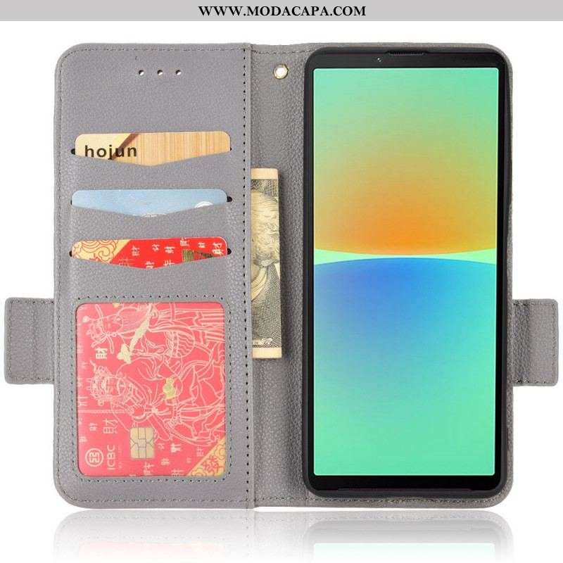 Capa De Couro Para Sony Xperia 10 IV Fecho Duplo Finesse