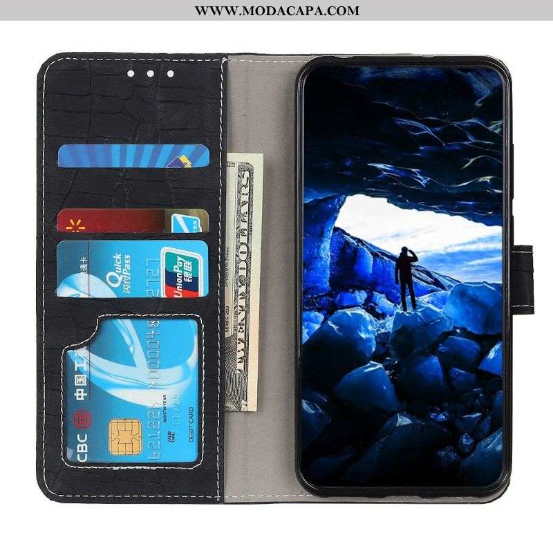 Capa Flip Para Sony Xperia 10 IV Estilo De Pele De Crocodilo