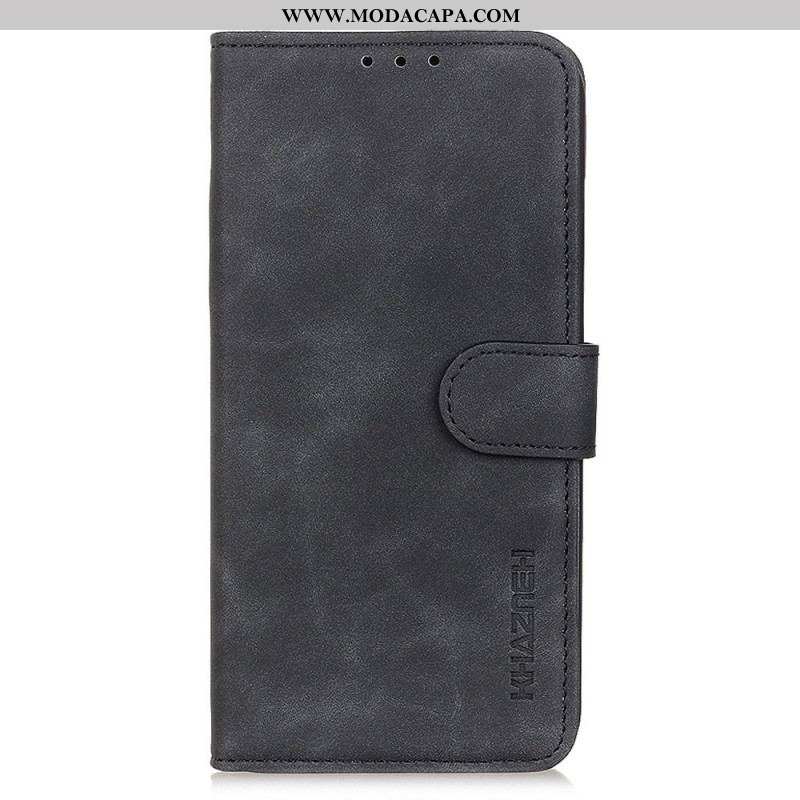 Capa Flip Para Sony Xperia 10 IV Efeito Couro Vintage Khazneh