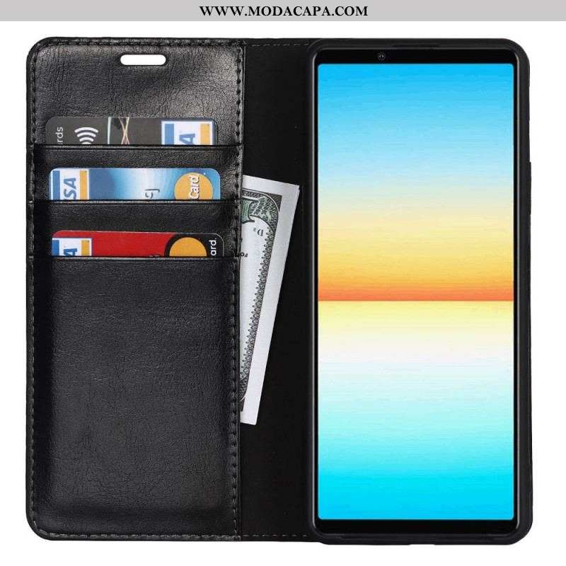 Capa De Celular Para Sony Xperia 10 IV Flip Couro Legitimo