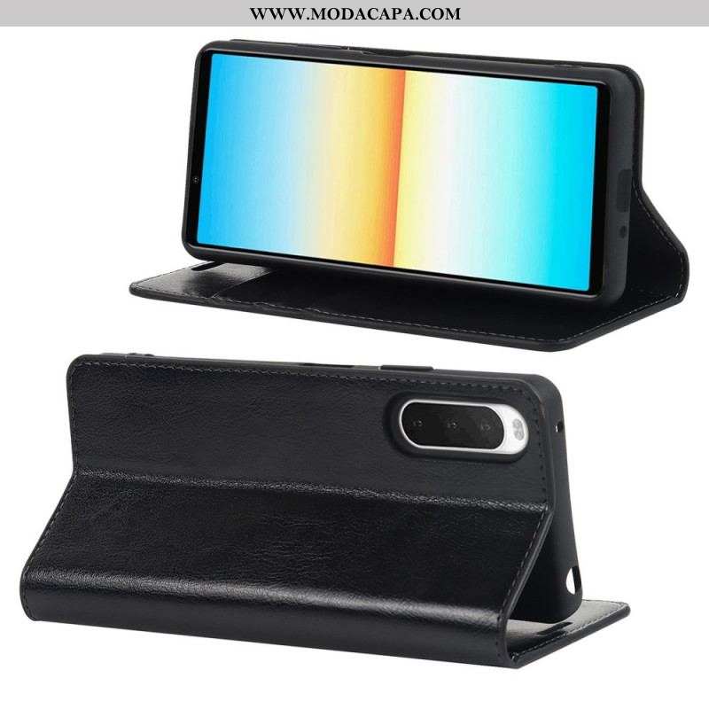 Capa De Celular Para Sony Xperia 10 IV Flip Couro Legitimo