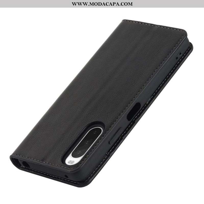 Capa De Celular Para Sony Xperia 10 IV Flip Couro Legitimo