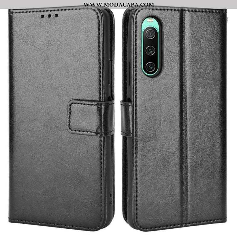 Capa Em Pele Para Sony Xperia 10 IV Couro Falso Chamativo