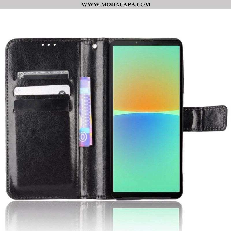 Capa Em Pele Para Sony Xperia 10 IV Couro Falso Chamativo