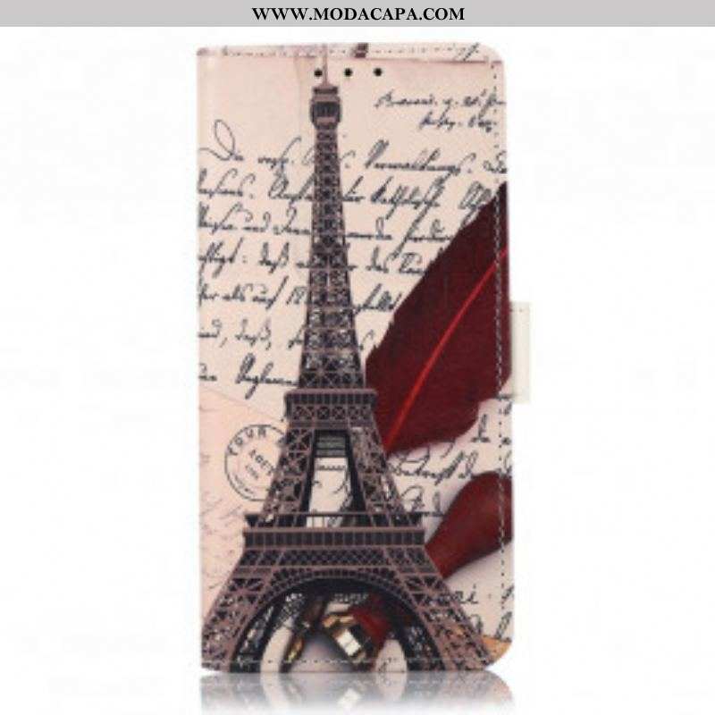 Capa Folio Para Sony Xperia 5 III Torre Eiffel Do Poeta