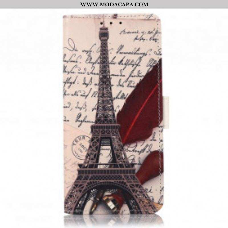 Capa De Couro Para Sony Xperia 5 III Torre Eiffel Do Poeta