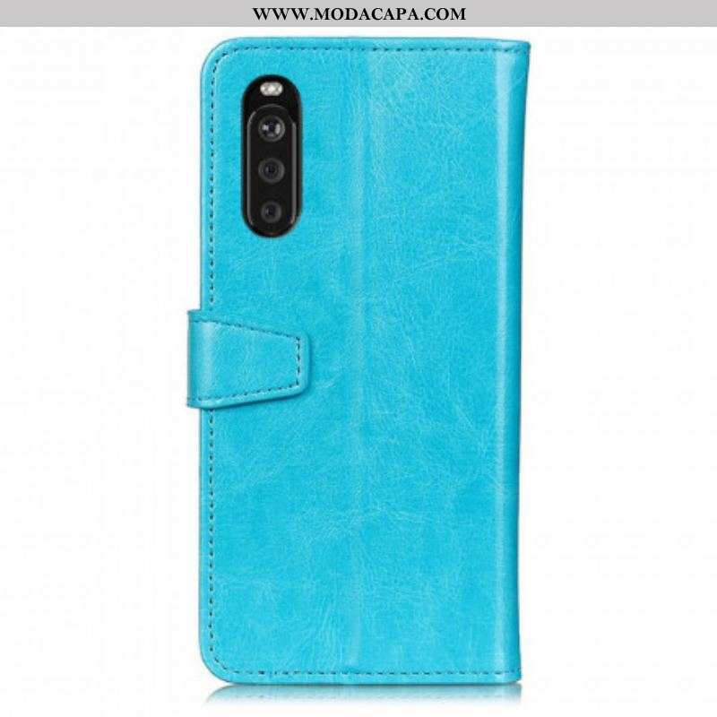 Capa Flip Para Sony Xperia 5 III Efeito Couro Clássico