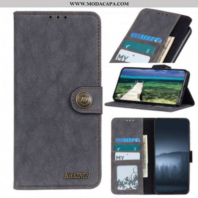 Capa Flip Para Sony Xperia 5 III Khazneh Retrô Split Couro Sintético