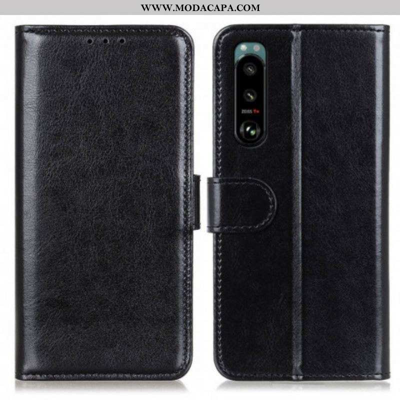 Capa Folio Para Sony Xperia 5 III Refinamento De Couro Sintético