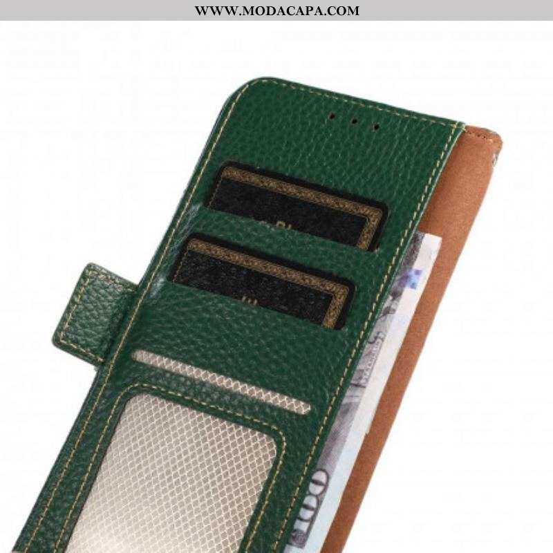 Capa Folio Para Sony Xperia 5 III Couro De Lichia Khazneh Rfid