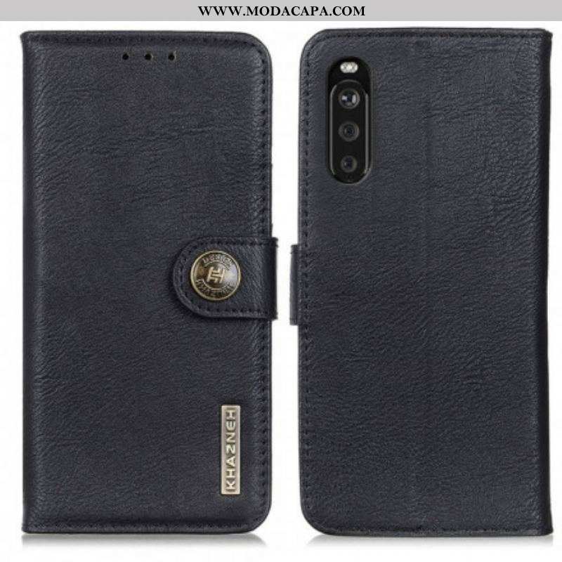 Capa Flip Para Sony Xperia 5 III Imitação De Couro Khazneh