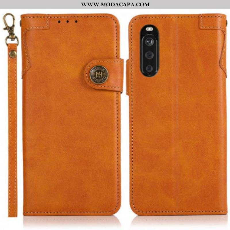 Capa Flip Para Sony Xperia 5 III Botão Magnético Khazneh