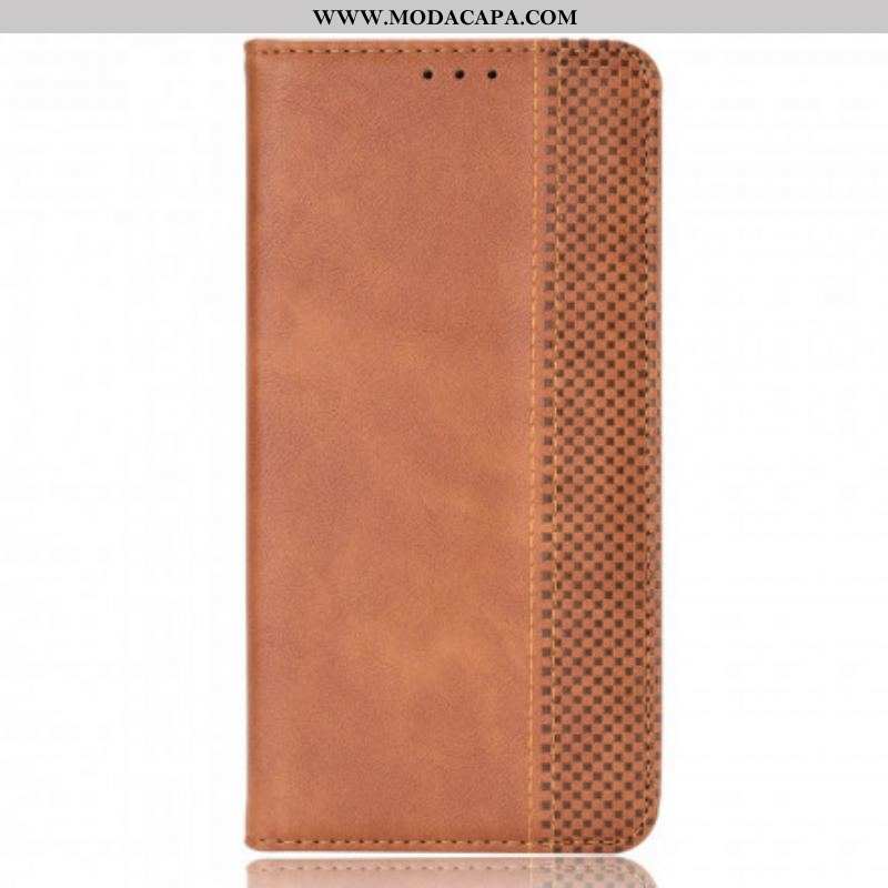 Capa De Celular Para Sony Xperia 5 III Flip Efeito Couro Vintage Estilizado