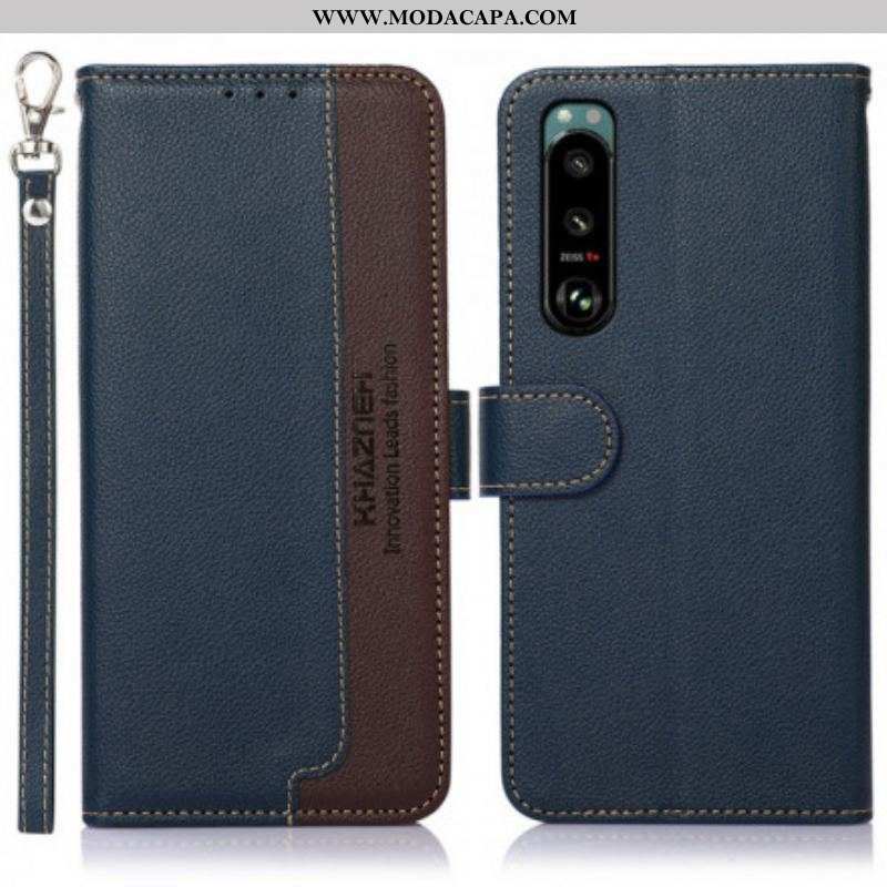 Capa Flip Para Sony Xperia 5 III Estilo Lichia Rfid Khazneh