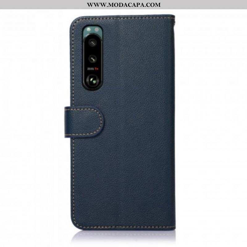 Capa Flip Para Sony Xperia 5 III Estilo Lichia Rfid Khazneh