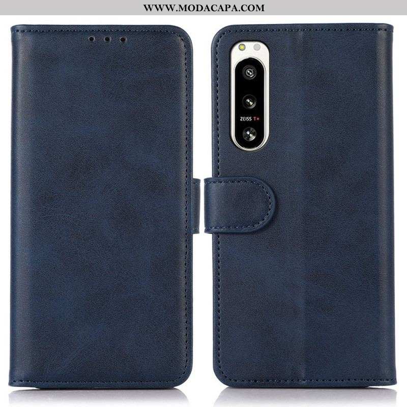 Capa Flip Para Sony Xperia 5 IV Estilo Clássico De Couro