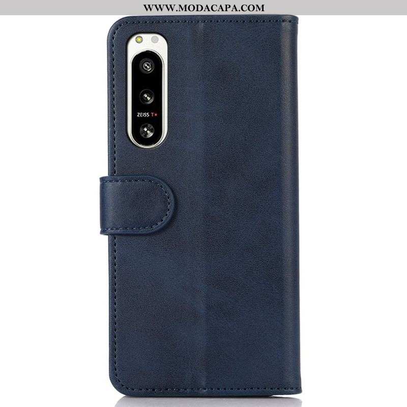 Capa Flip Para Sony Xperia 5 IV Estilo Clássico De Couro