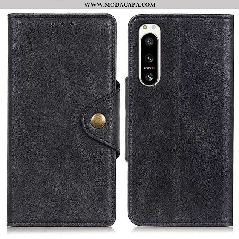 Capa Flip Para Sony Xperia 5 IV Botão Magnético