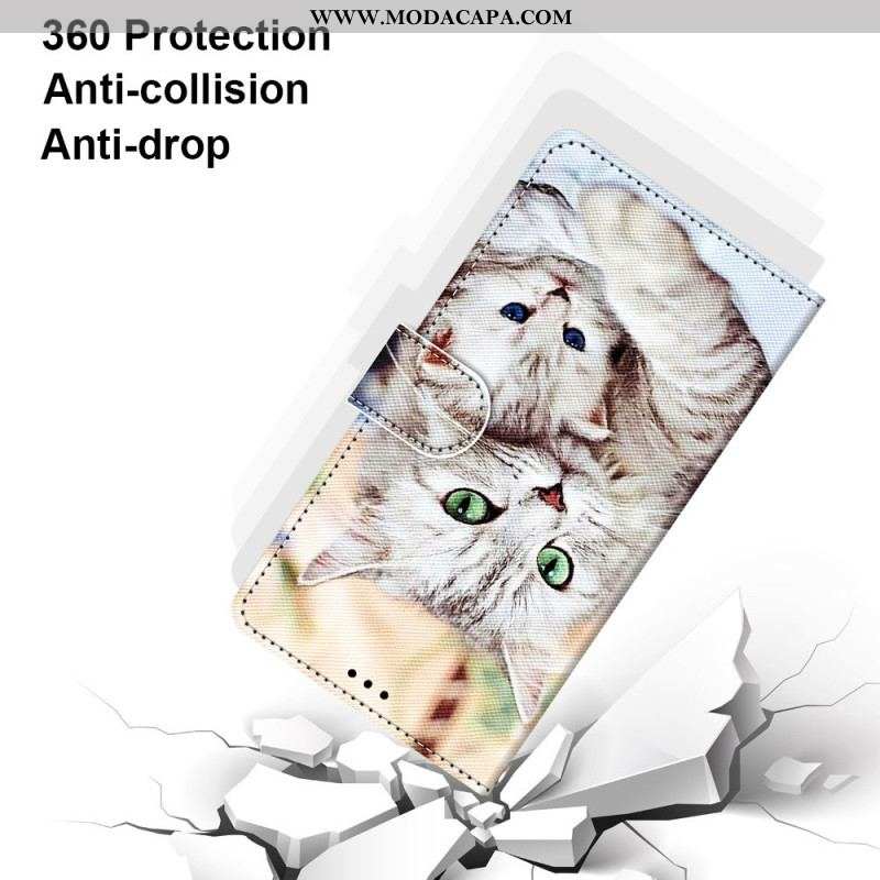 Capa De Couro Para Sony Xperia 5 IV Família De Gatos