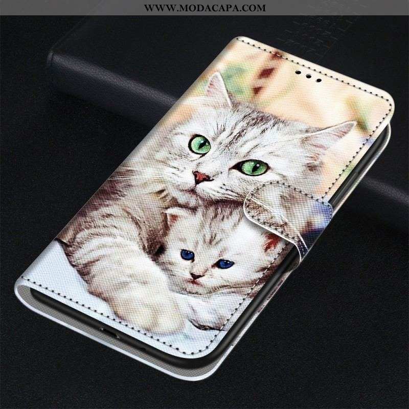 Capa De Couro Para Sony Xperia 5 IV Família De Gatos