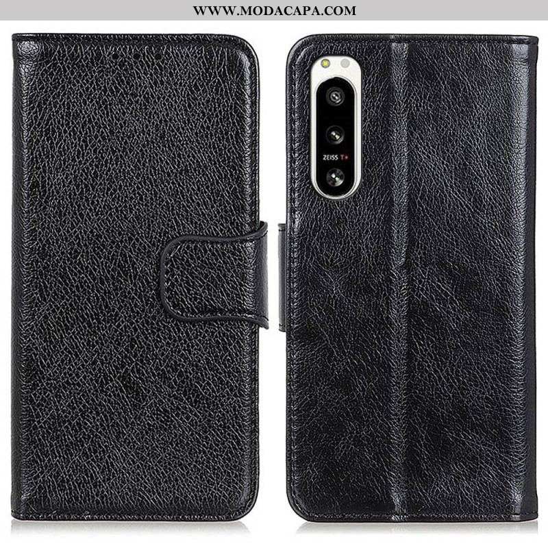 Capa Flip Para Sony Xperia 5 IV Couro Nappa Dividido