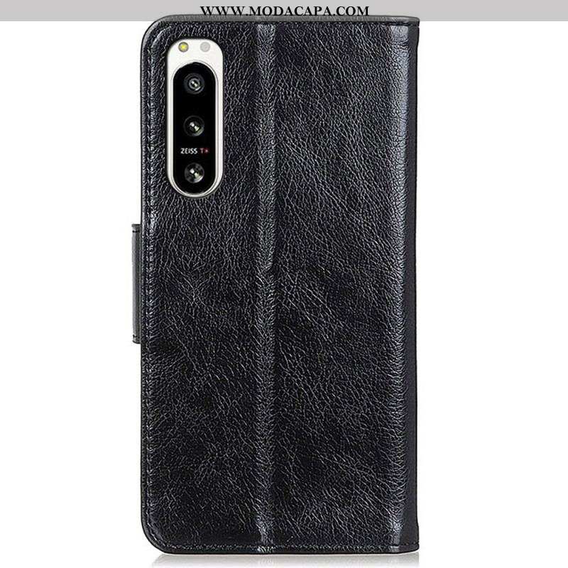 Capa Flip Para Sony Xperia 5 IV Couro Nappa Dividido