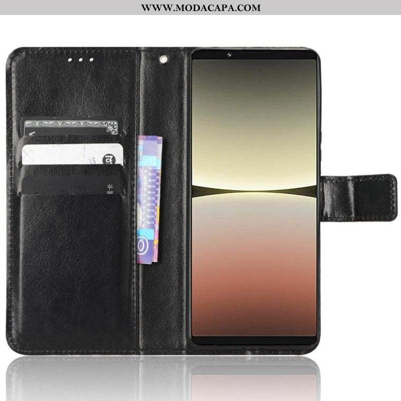 Capa Flip Para Sony Xperia 5 IV Estilo Retrô De Couro