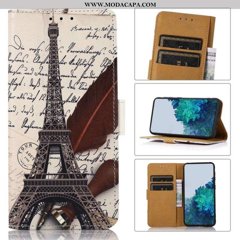 Capa Flip Para Sony Xperia 5 IV Torre Eiffel Do Poeta