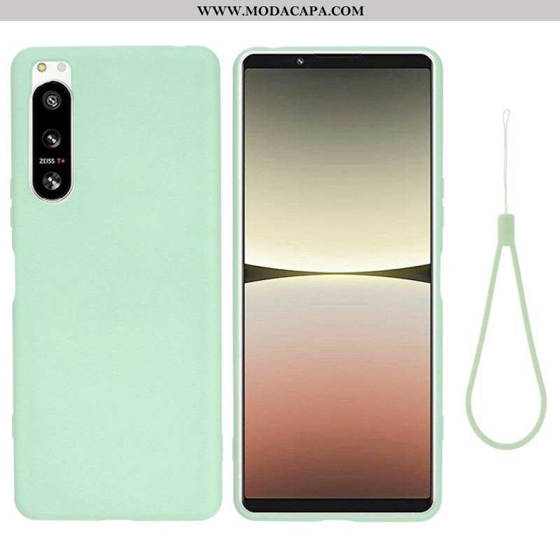 Capa De Celular Para Sony Xperia 5 IV De Cordão Tiras De Silicone Líquido