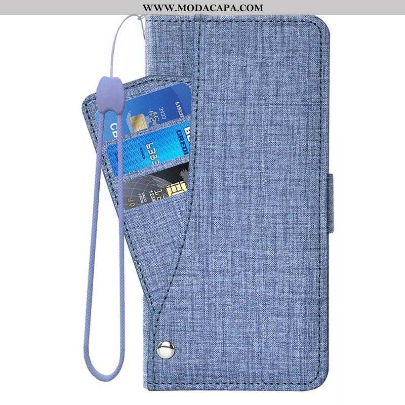 Capa Em Pele Para Sony Xperia 5 IV Jeans Com Porta-cartão Giratório