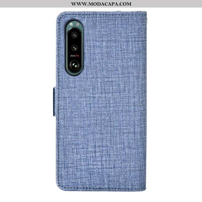 Capa Em Pele Para Sony Xperia 5 IV Jeans Com Porta-cartão Giratório