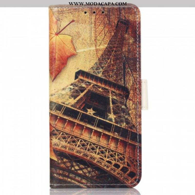 Capa Flip Para Sony Xperia Pro-I Torre Eiffel No Outono