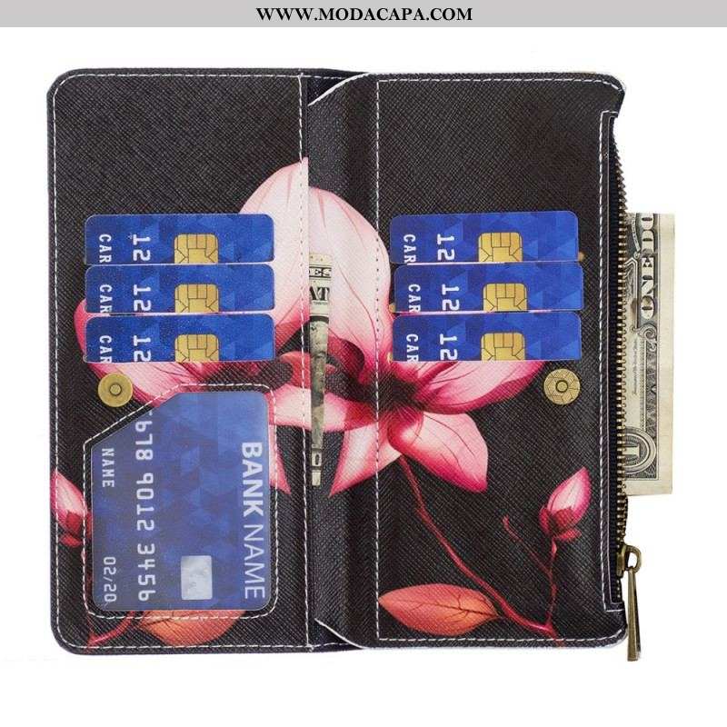 Capa Folio Para Xiaomi 12 / 12X Bolso Com Zíper Flor