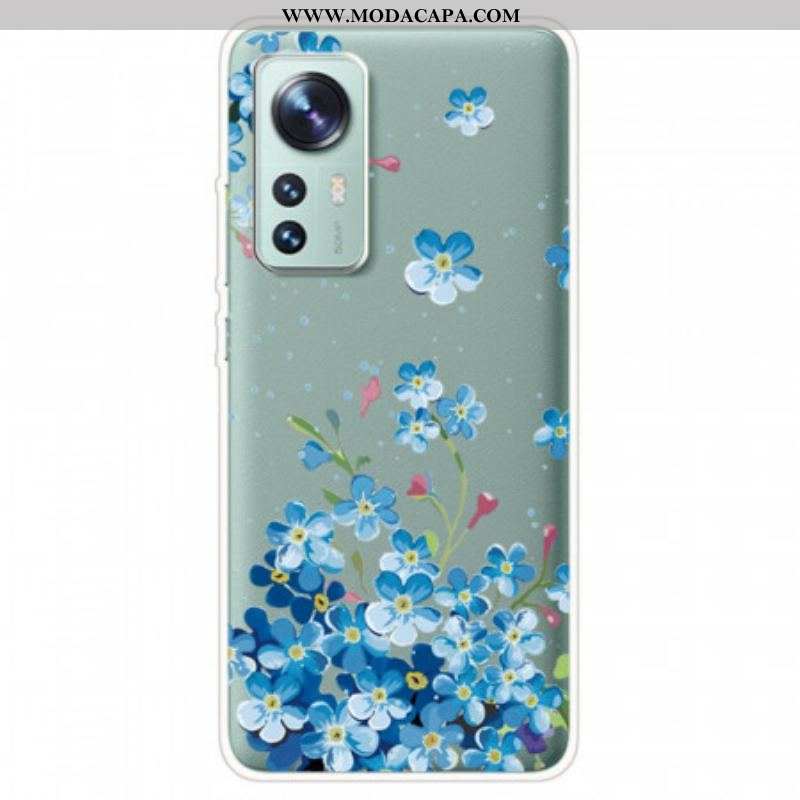 Capa Para Xiaomi 12 / 12X Buquê De Flores Azuis