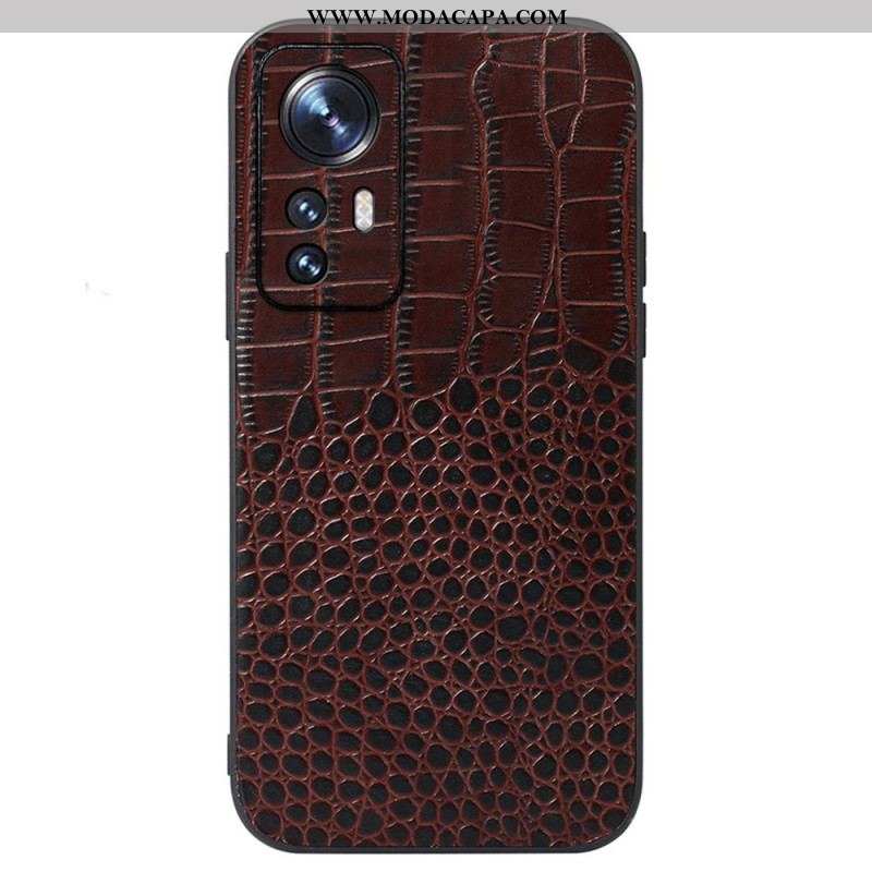 Capa Para Xiaomi 12 / 12X Couro Genuíno Com Textura De Crocodilo