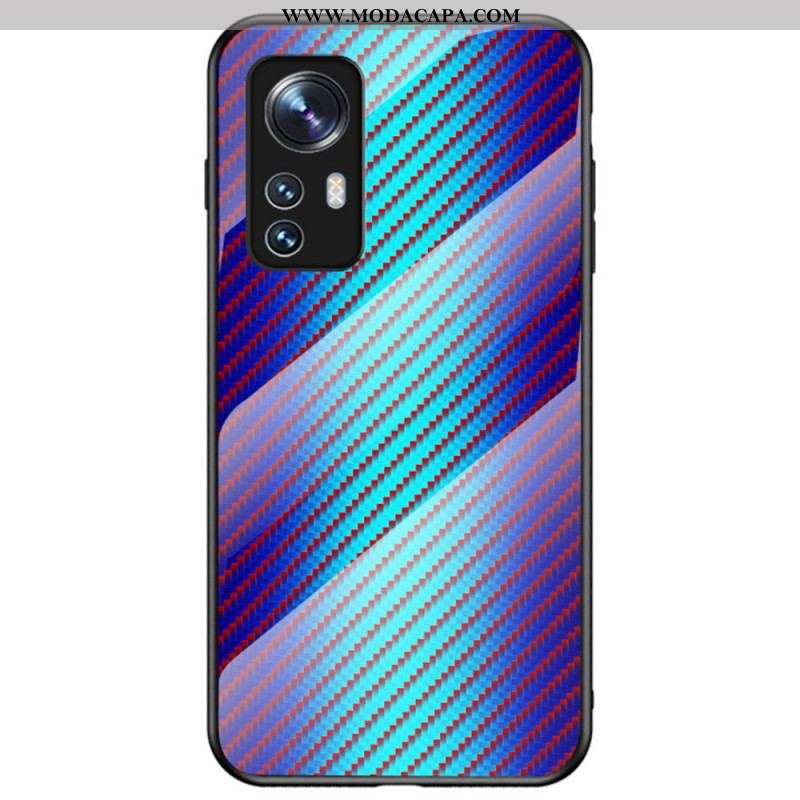 Capa Para Xiaomi 12 / 12X Vidro Temperado De Fibra De Carbono