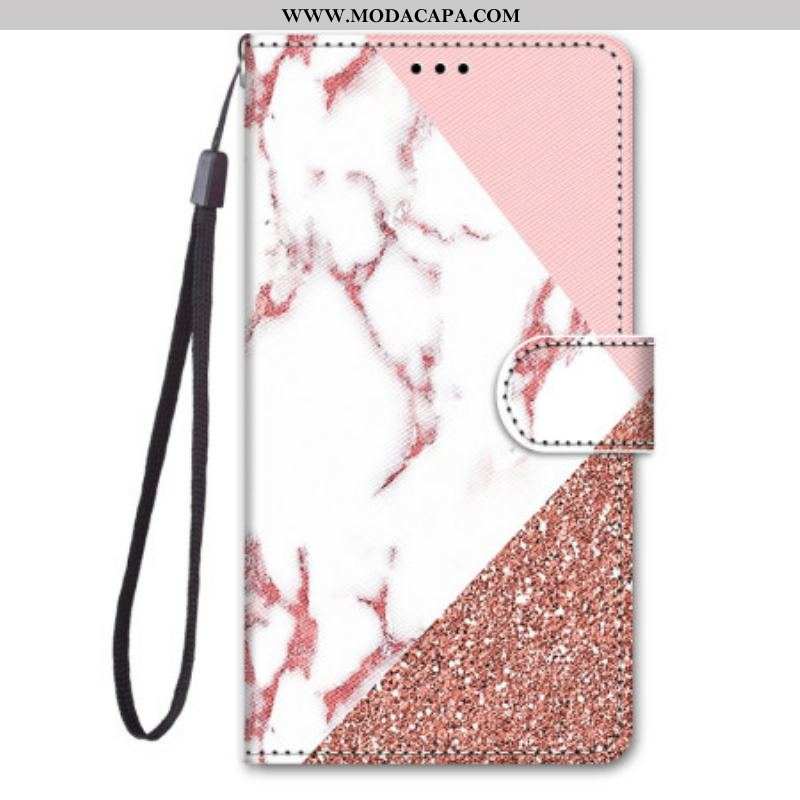 Capa De Couro Para Xiaomi 12 / 12X Triângulo De Mármore E Glitter