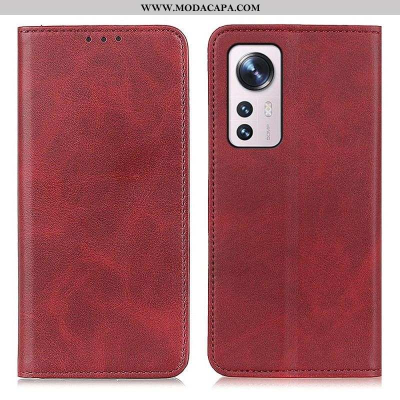 Capa De Celular Para Xiaomi 12 / 12X Flip Couro Rachado Elegância